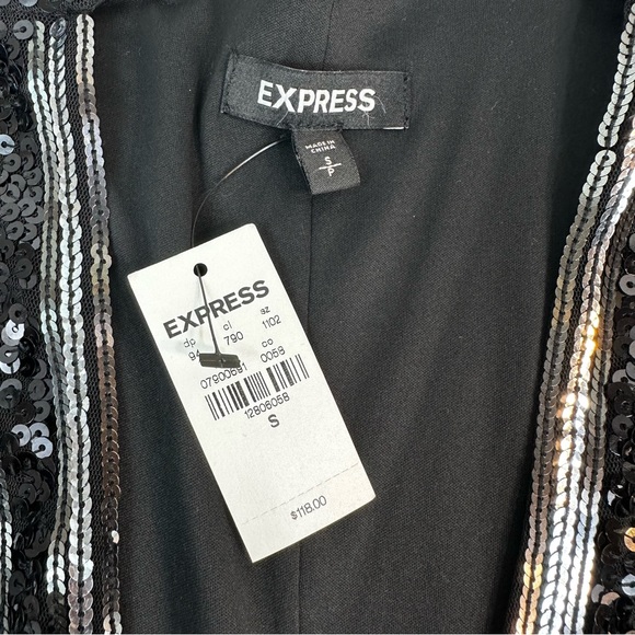 Express Sequin/Mesh Longsleeve Mini Dress Size: S Color Black NWT. - Picture 10 of 12